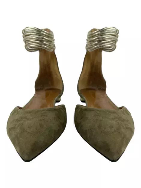 Sapatilha Aquazzura Bico Fico Suede Verde