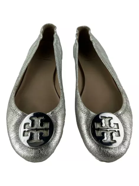 Sapatilha Tory Burch Couro Prateado