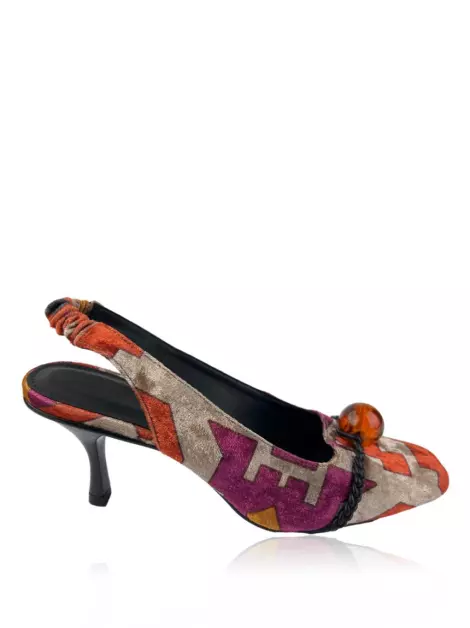 Sapato de Salto Allmost Vintage Veludo Estampado