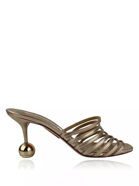 Sapato de Salto Aquazzura Le Parisien Dourado
