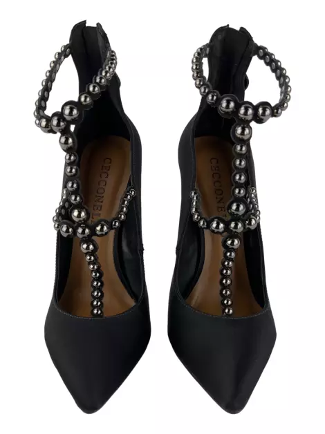 Sapato de Salto Cecconello Acetinado Preto