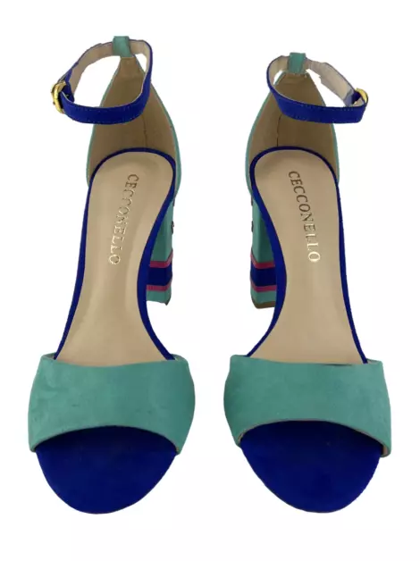 Sapato de Salto Cecconello Camurça Azul