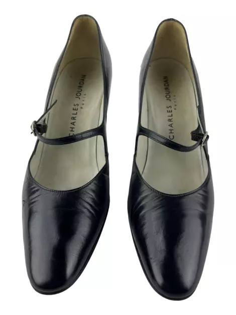 Sapato de Salto Charles Jourdan Vintage Couro Preto