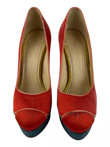 Sapato de Salto Charlotte Olympia Couro Vermelho
