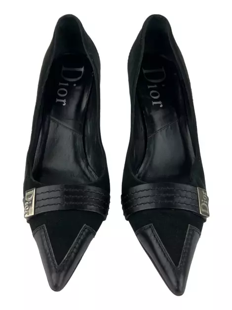 Sapato de Salto Christian Dior Camurça Preto Vintage