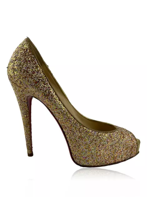 Sapato de Salto Christian Louboutin Vendome 120 Glitter Dourado