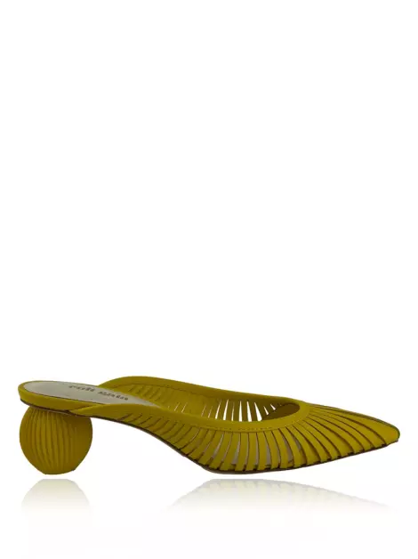 Sapato de Salto Cult Gaia Couro Amarelo