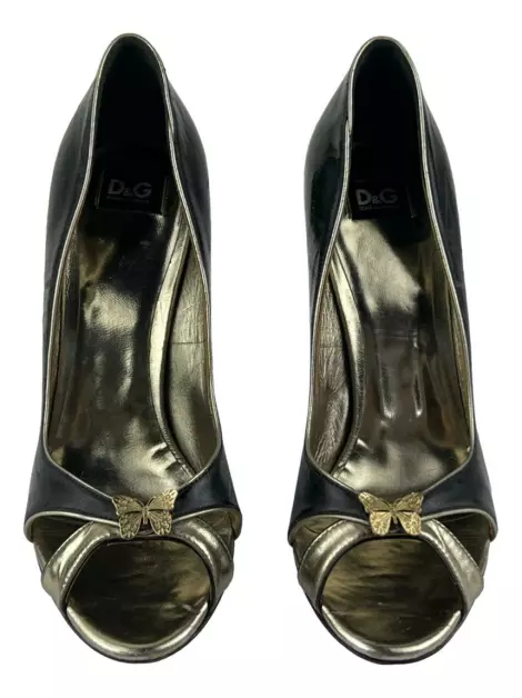 Sapato de Salto D&G Borboleta Preto