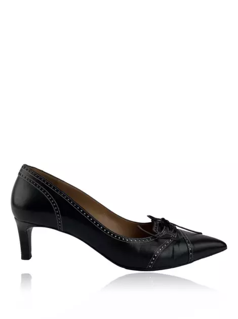 Sapato de Salto Fratelli Rossetti Brogue Preto Vintage