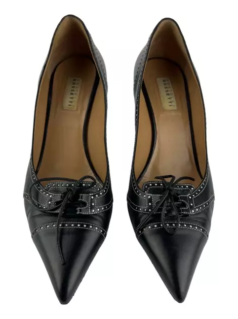 Sapato de Salto Fratelli Rossetti Brogue Preto Vintage
