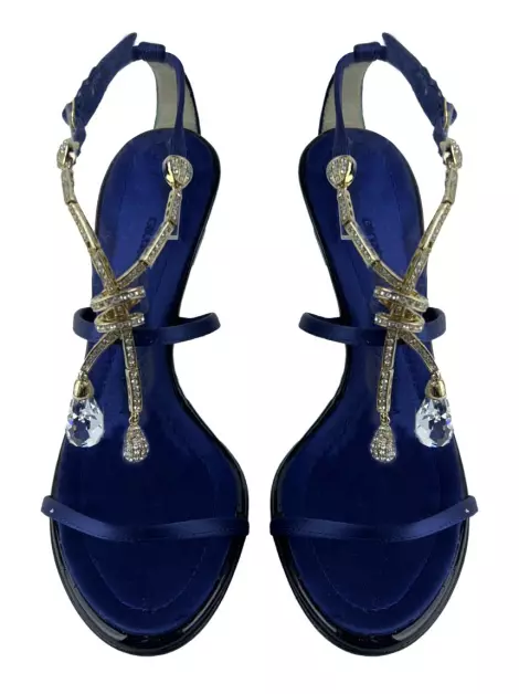 Sapato de Salto Giuseppe Zanotti Cetim Cristais Azul