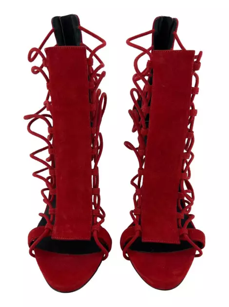 Sapato de Salto Giuseppe Zanotti Tiras Suede Vermelho