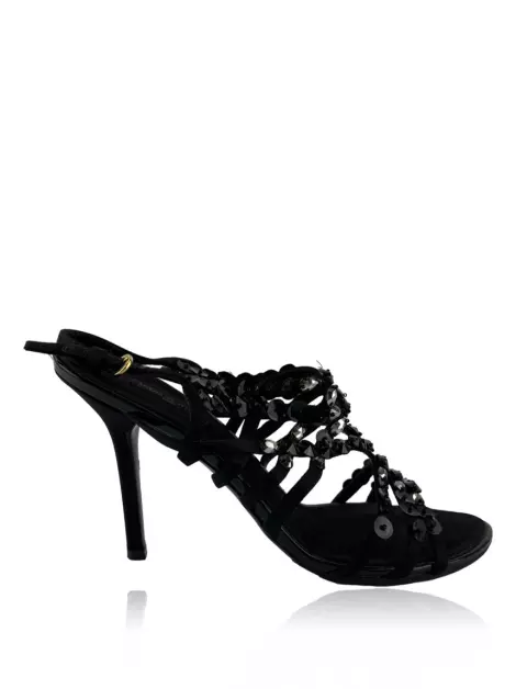 Sapato de Salto Louis Vuitton Pedrarias Preto