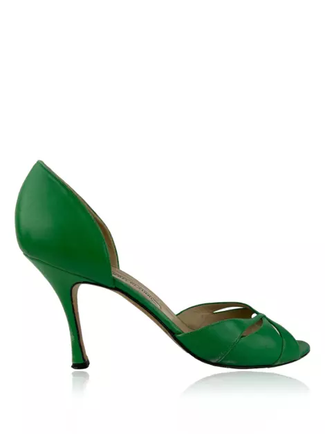 Sapato de Salto Manolo Blahnik Couro Verde