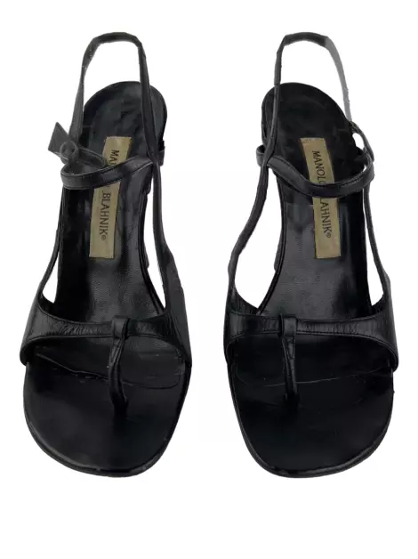 Sapato de Salto Manolo Blahnik Couro Vintage Preto