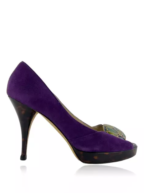 Sapato de Salto Oscar de la Renta Camurça Roxo