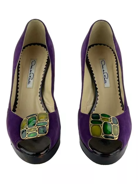 Sapato de Salto Oscar de la Renta Camurça Roxo