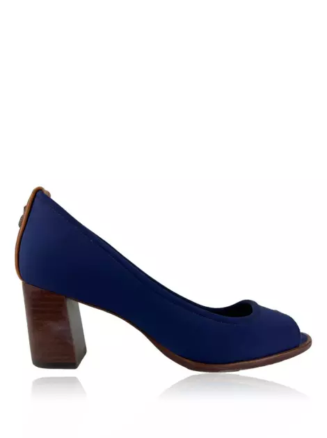Sapato de Salto Paula Ferber Peep Toe Azul