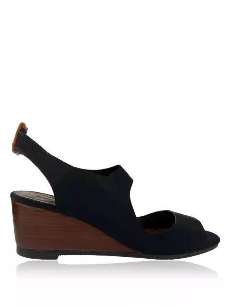 Sapato de Salto Paula Ferber Wedges Liso Preto