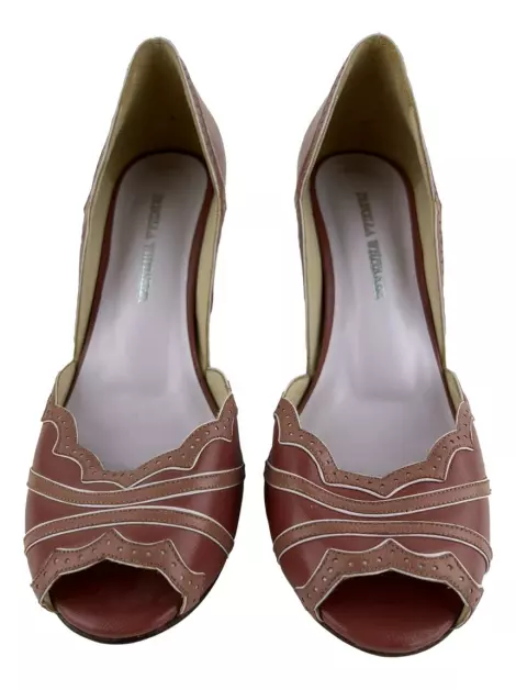 Sapato de Salto Priscilla Whitaker Couro Rosa