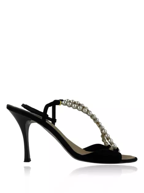 Sapato de Salto René Caovilla Strap Pearl Preta