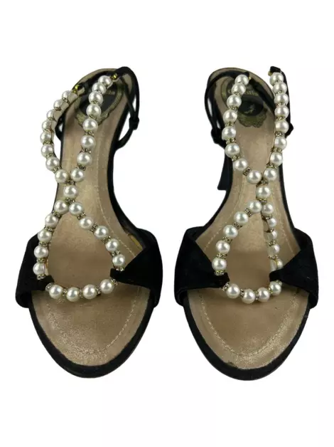 Sapato de Salto René Caovilla Strap Pearl Preta