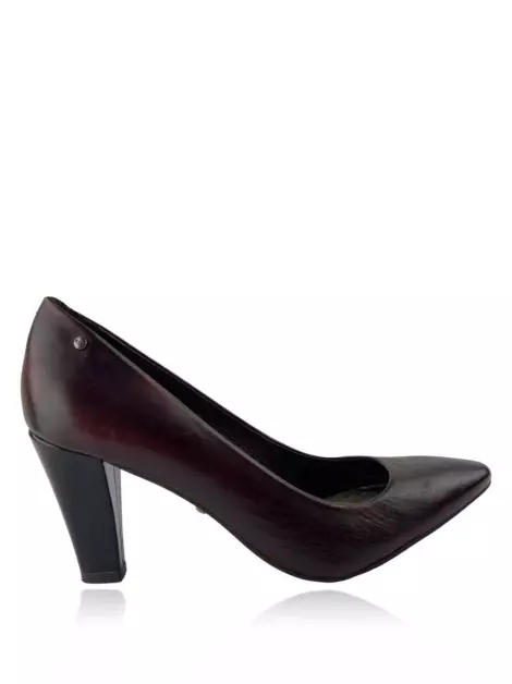 Sapato de Salto Richards Selaria Couro Vinho