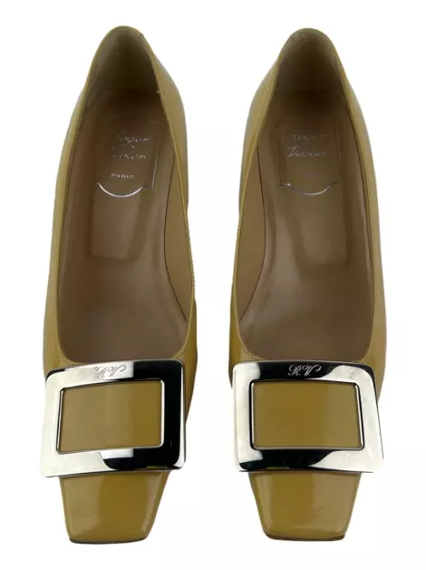 Sapato de Salto Roger Vivier Belle Vivier Verniz Amarelo