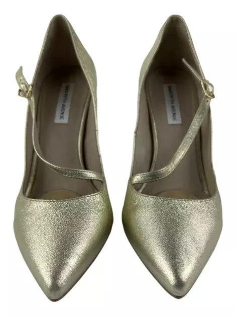 Sapato de Salto Saks Fifth Avenue Couro Dourado