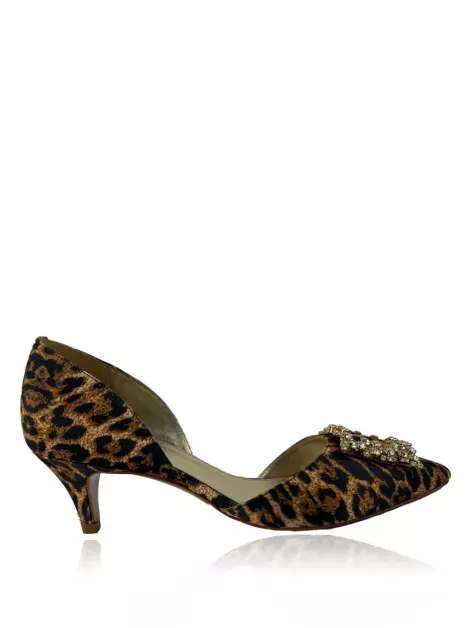 Sapato de Salto Sandro Barros Pedrarias Animal Print