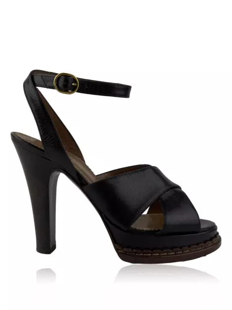 Sapato de Salto Yves Saint Laurent Couro Marrom