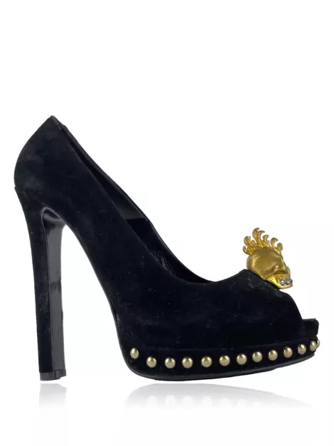 Scarpin Alexander McQueen Camurça Preto