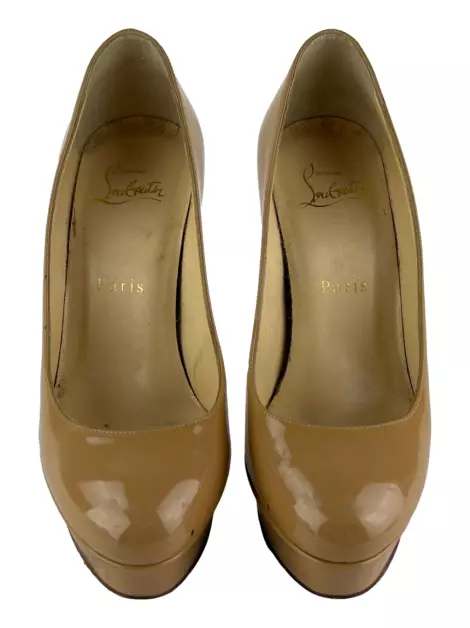 Scarpin Christian Louboutin Bianca Verniz Bege