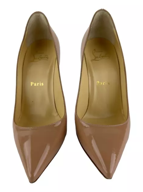 Scarpin Christian Louboutin Kate 100 Verniz Bege