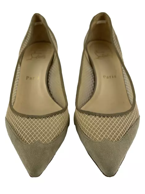 Scarpin Christian Louboutin Tela Bege