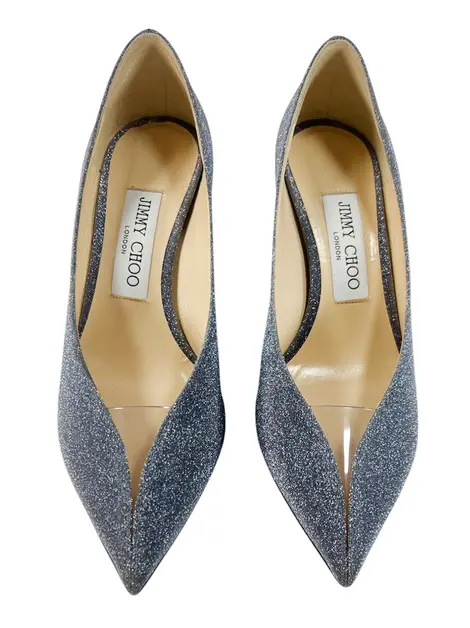 Scarpin Jimmy Choo Baker Glitter Cinza