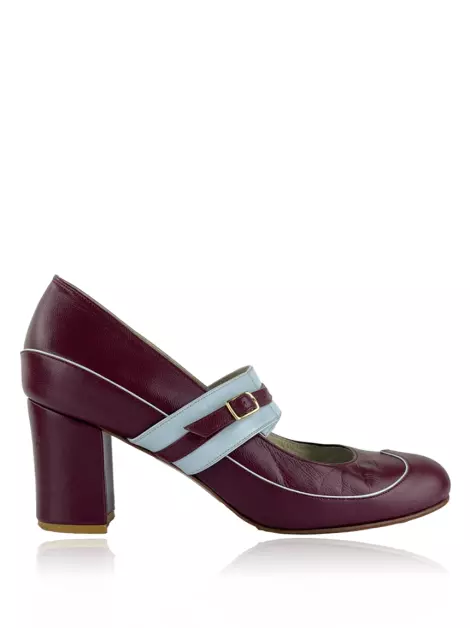 Scarpin Juliana Bicudo Couro Vinho
