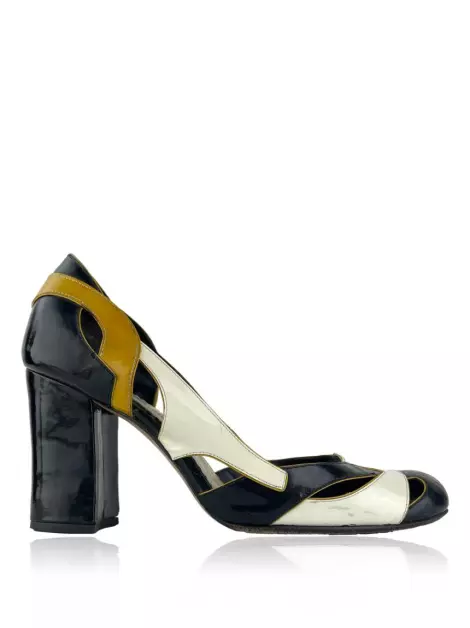 Scarpin Sarah Chofakian Couro Bicolor