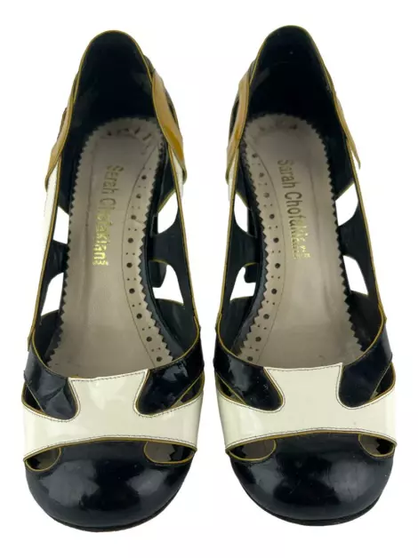 Scarpin Sarah Chofakian Couro Bicolor