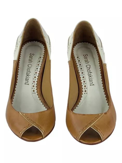 Scarpin Sarah Chofakian Couro Bicolor