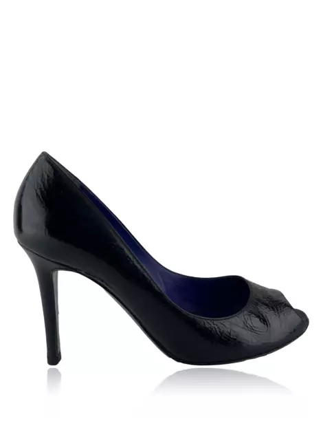 Scarpin Sergio Rossi Peep Toe Couro Preto
