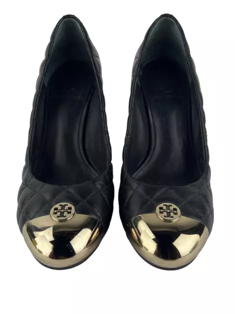 Scarpin Tory Burch Wedge Quilted Preto