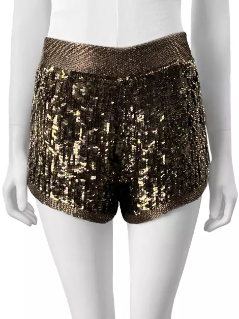 Shorts French Connection Paetês Dourado