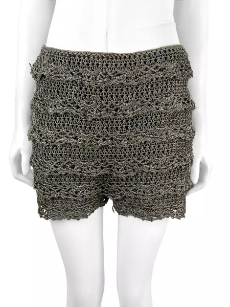 Shorts Vanessa Montoro Crochê Cinza