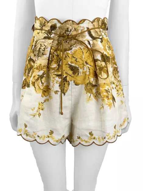 Shorts Zimmermann Linho Estampado