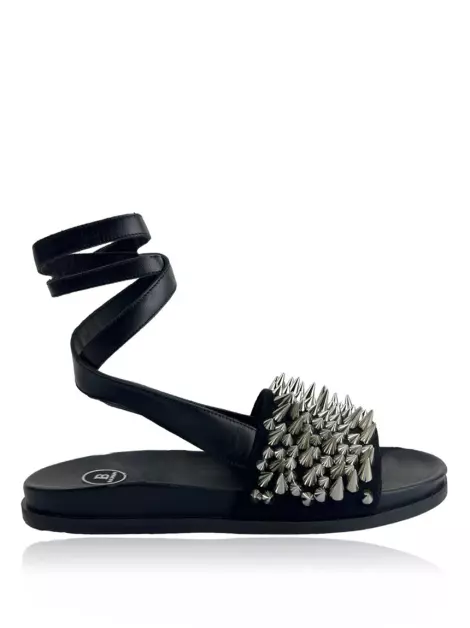 Slide Balmain Spikes Tira Preto