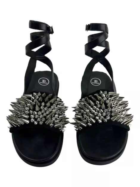 Slide Balmain Spikes Tira Preto