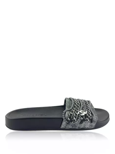 Slide Chanel CC Chains Preto