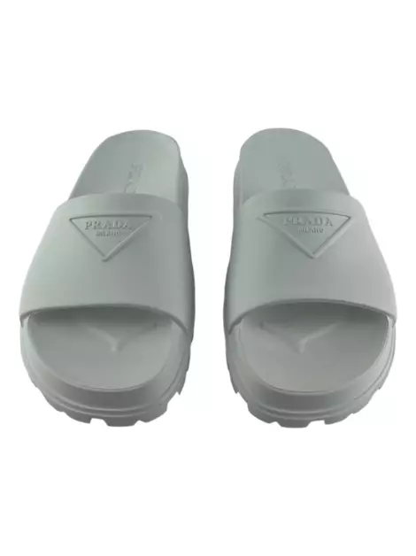 Slide Prada EVA Rubber Triangle Logo Branca