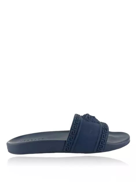 Slide Versace Rubber Medusa Head Azul
